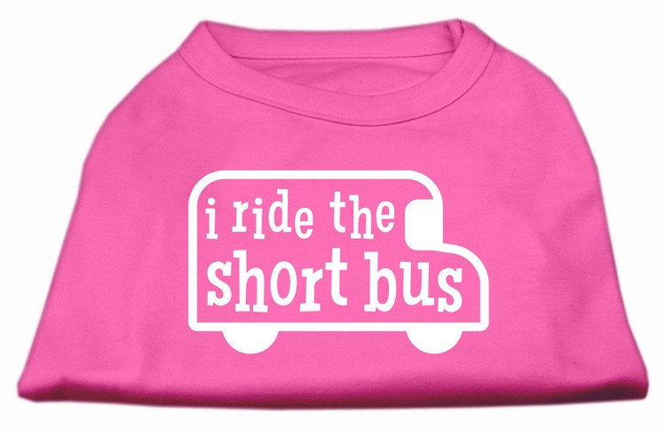 I ride the short bus Screen Print Shirt Bright Pink M